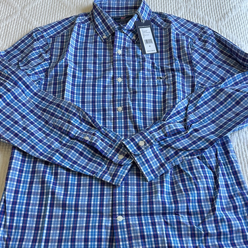 Vineyard Vines Blue Plaid Casual Button Down Shirt